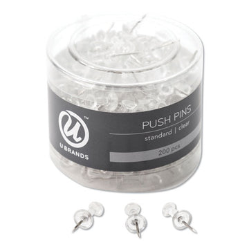 U Brands Standard Push Pins, Plastic, Clear, 7-16", 200-pack freeshipping - TVN Wholesale